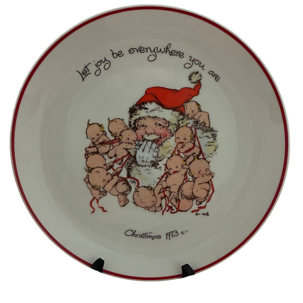 1973 Christmas KEWPIE and Santa Commemorative Plate VTG Holiday Cookie Plate